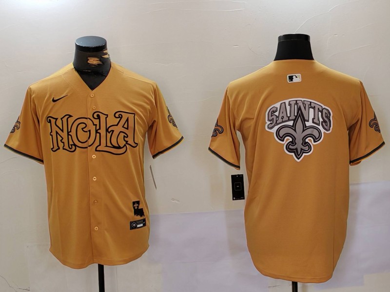 Men New Orleans Saints Blank Yellow Joint Name 2024 Nike Limited NFL Jersey style 9122